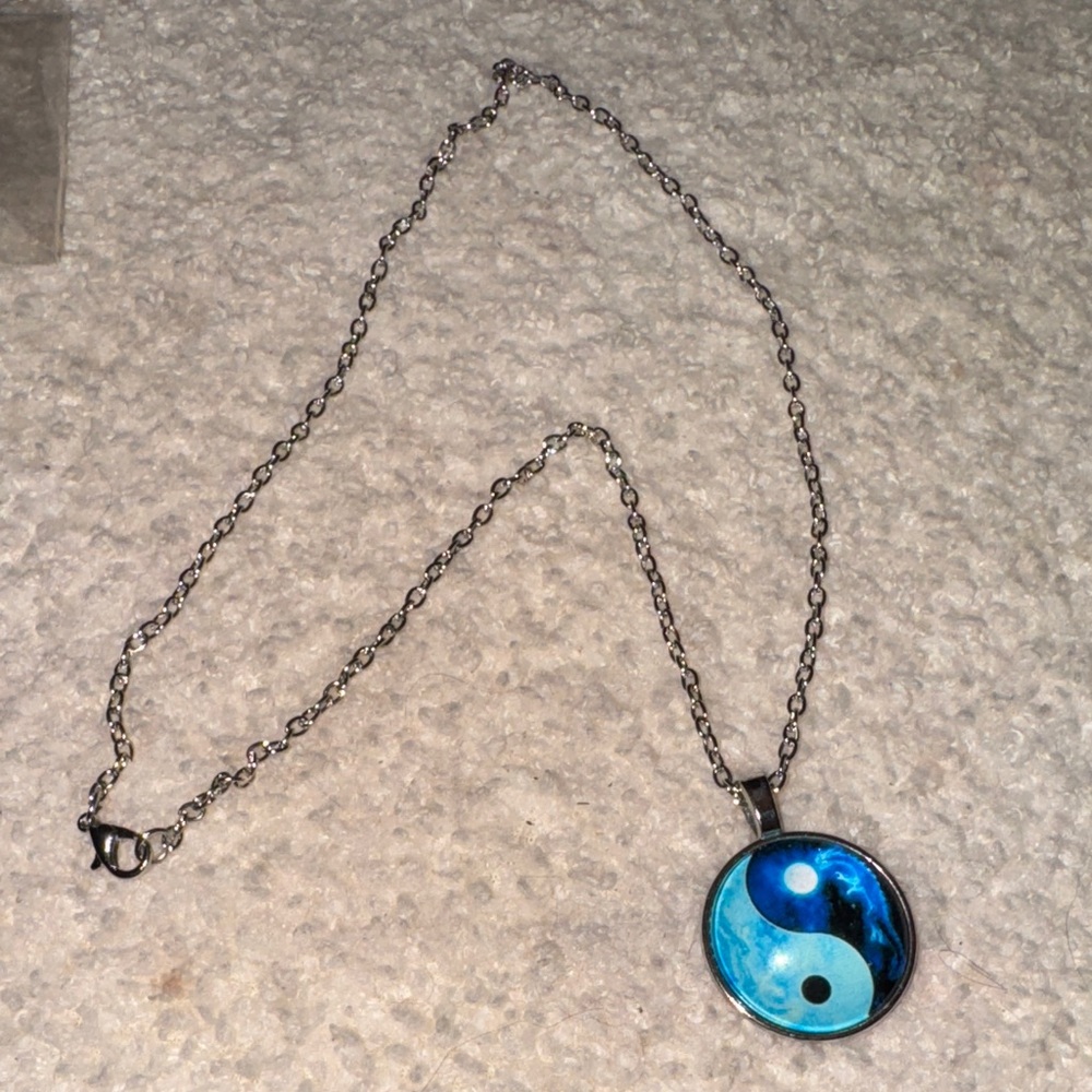 Blue Yin Yang Pendant Necklace